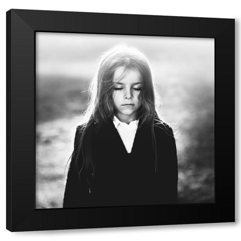 Portrait Of My Son Black Modern Wood Framed Art Print by Bajrich, Amir