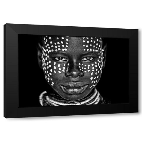 Karo Girl Black Modern Wood Framed Art Print by Vidak, Vedran