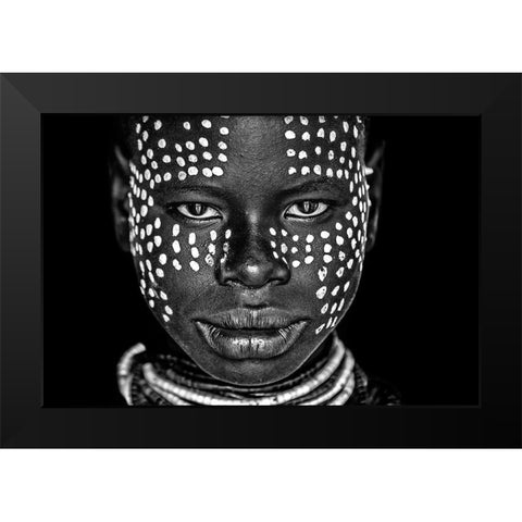 Karo Girl Black Modern Wood Framed Art Print by Vidak, Vedran