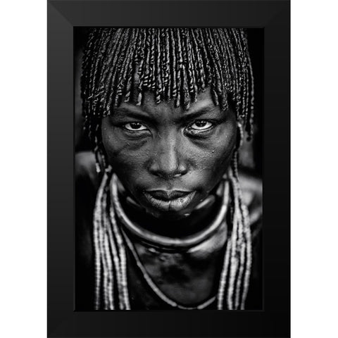 Hamar Woman Black Modern Wood Framed Art Print by Vidak, Vedran