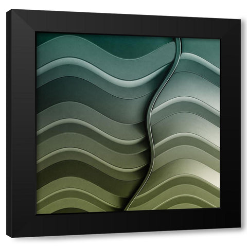 Broken Waves Black Modern Wood Framed Art Print by Vangindertael, Luc
