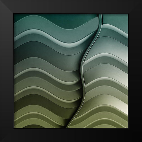 Broken Waves Black Modern Wood Framed Art Print by Vangindertael, Luc