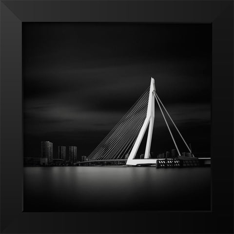 Erasmusbrug Black Modern Wood Framed Art Print by Haggard