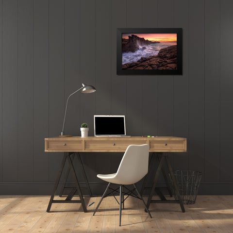 Wall By The Sea Black Modern Wood Framed Art Print by Zhang, Joshua