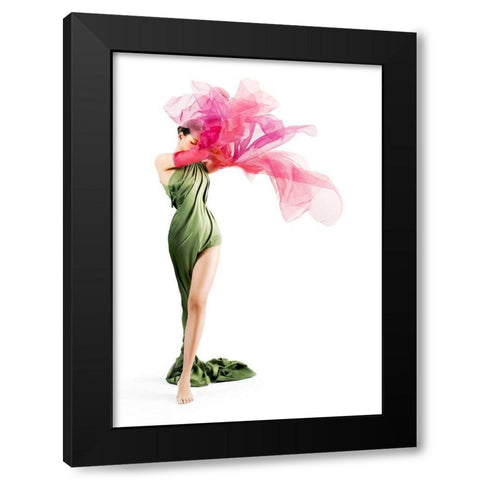 Flower Black Modern Wood Framed Art Print with Double Matting by Luis Villar, Jose