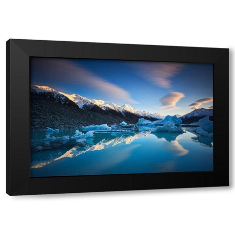 Winter Symmetry Black Modern Wood Framed Art Print with Double Matting by Zhang, Yan