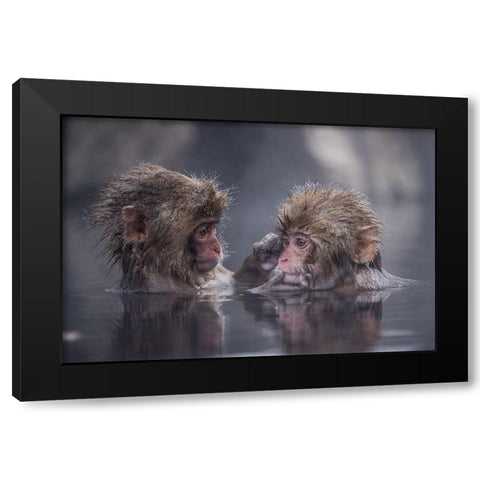 Friends Black Modern Wood Framed Art Print with Double Matting by Marumoto, Takeshi