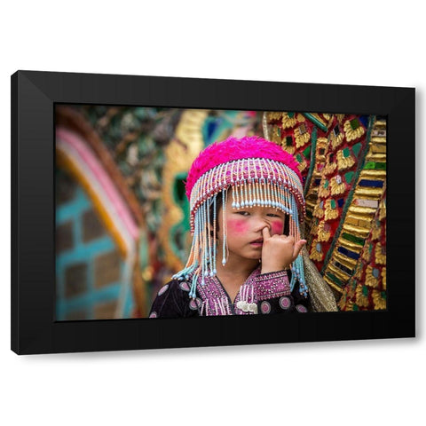 Macaquinho Black Modern Wood Framed Art Print with Double Matting by Godinho, Luis