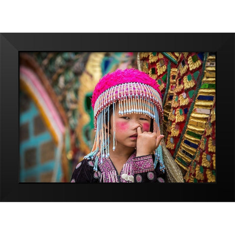 Macaquinho Black Modern Wood Framed Art Print by Godinho, Luis