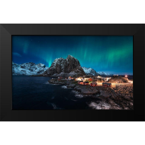 Dancing Over Hamnoy Black Modern Wood Framed Art Print by De La, Javier