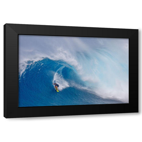 Surfing Jaws Black Modern Wood Framed Art Print by Stahl, Peter