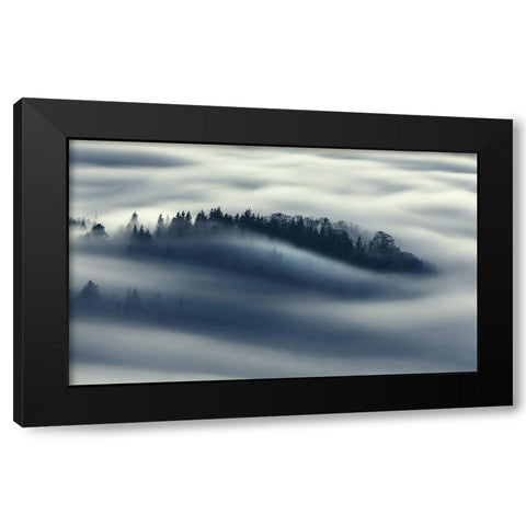 Flow Black Modern Wood Framed Art Print with Double Matting by Rems, Kristjan