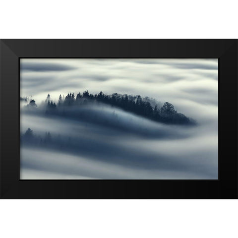 Flow Black Modern Wood Framed Art Print by Rems, Kristjan