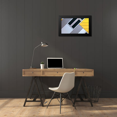 House Of Cubes Black Modern Wood Framed Art Print by Van De, Jeroen