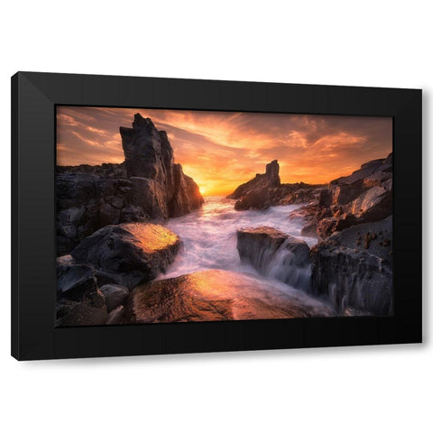 The Edge Of The World Black Modern Wood Framed Art Print by Zhang, Joshua