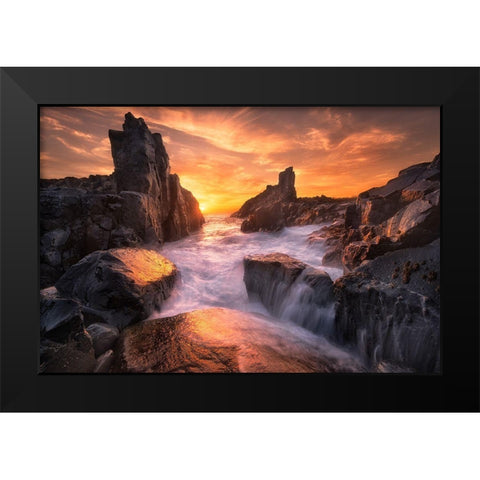 The Edge Of The World Black Modern Wood Framed Art Print by Zhang, Joshua
