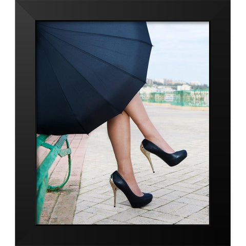 Coffee Break Black Modern Wood Framed Art Print by Apanaviciene, Renata