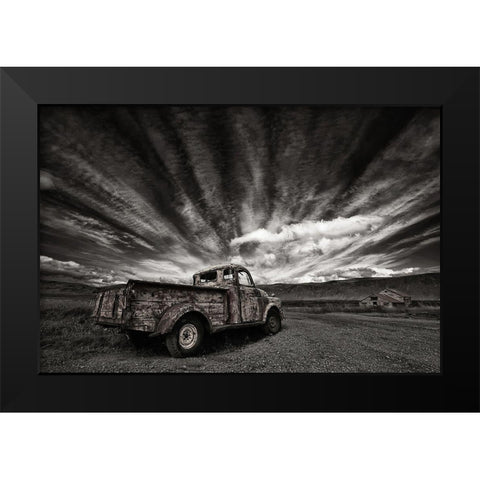 Old Truck (Mono) Black Modern Wood Framed Art Print by H. Ingibergsson, Torsteinn