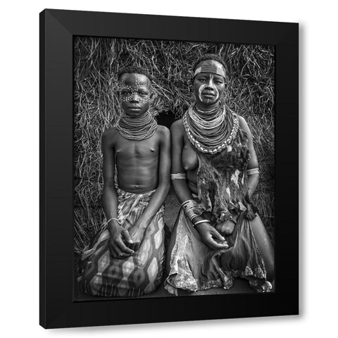 Two Karo Tribe Girls (Omo Valley-Ethiopia) Black Modern Wood Framed Art Print by Inazio Kuesta, Joxe
