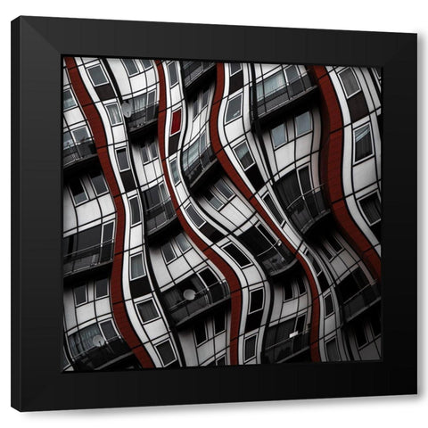 The Red Curtain Black Modern Wood Framed Art Print by Claes, Gilbert