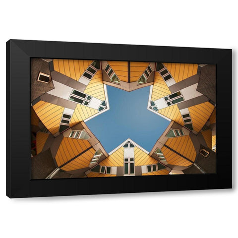 Embracing The  Blue Sky Black Modern Wood Framed Art Print with Double Matting by Jonkman, Gerard