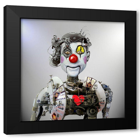 Electronic Clown Black Modern Wood Framed Art Print with Double Matting by DDiArte