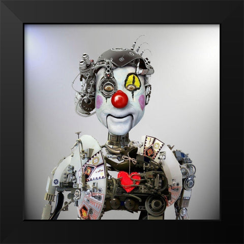 Electronic Clown Black Modern Wood Framed Art Print by DDiArte