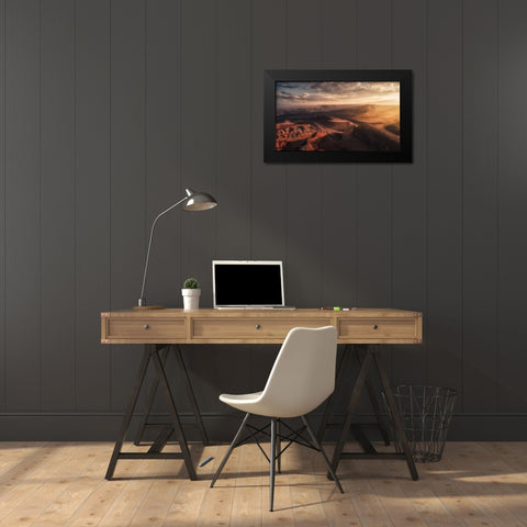 Light Blades Black Modern Wood Framed Art Print by Colella, Rene