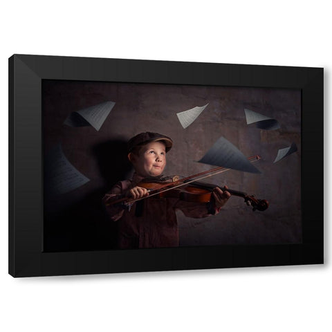 The Magic Of Music Black Modern Wood Framed Art Print with Double Matting by Vrican, Adrian
