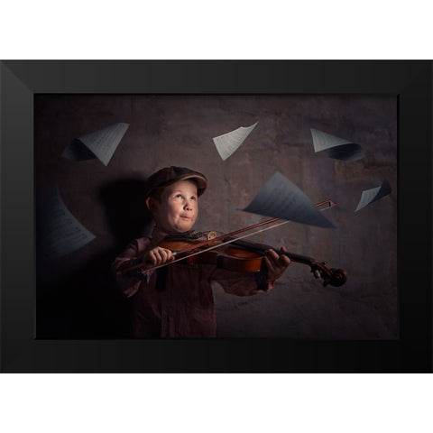 The Magic Of Music Black Modern Wood Framed Art Print by Vrican, Adrian
