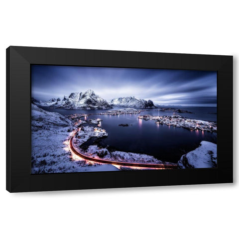 Reine Blue Hour Black Modern Wood Framed Art Print by De La, Javier