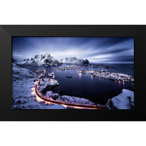 Reine Blue Hour Black Modern Wood Framed Art Print by De La, Javier