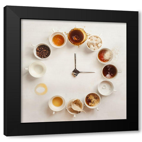 Its Always Coffee Time Black Modern Wood Framed Art Print by Belenko, Dina