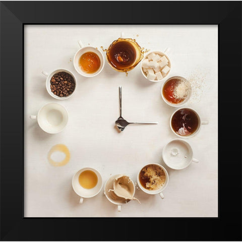 Its Always Coffee Time Black Modern Wood Framed Art Print by Belenko, Dina