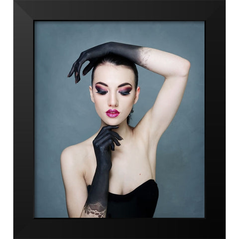 Porcelain Doll Black Modern Wood Framed Art Print by Walton, Natalia