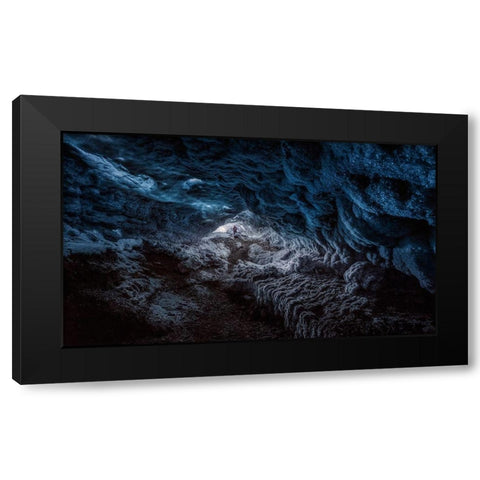 Exploring A Fronzen Blue World Black Modern Wood Framed Art Print with Double Matting by De La, Javier