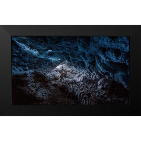 Exploring A Fronzen Blue World Black Modern Wood Framed Art Print by De La, Javier