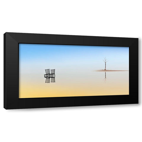 Two Chairs And A Tree Black Modern Wood Framed Art Print by Luis Duran, Juan