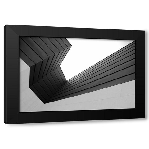Broken Lines Black Modern Wood Framed Art Print with Double Matting by Azevedo, Olavo