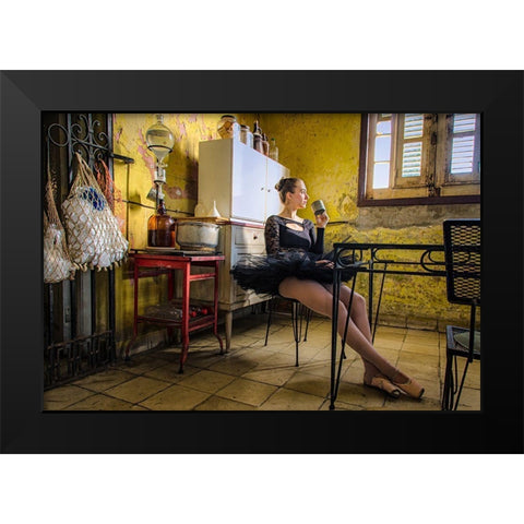 Cafac Allongac Black Modern Wood Framed Art Print by Trottier, Suzanne