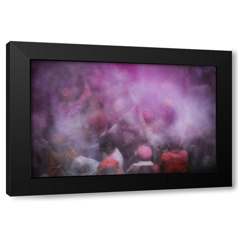Blurry Holi Black Modern Wood Framed Art Print with Double Matting by Vichaya