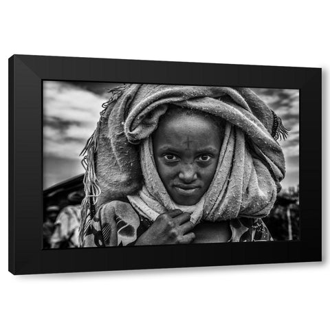 Ethiopian Girl Black Modern Wood Framed Art Print by Inazio Kuesta, Joxe