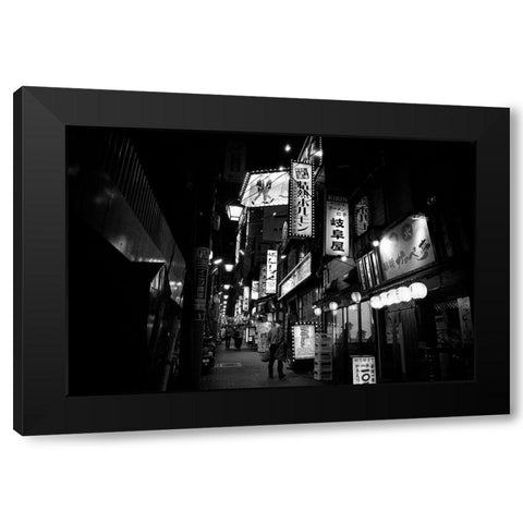 Street Of The World - Tokyo Black Modern Wood Framed Art Print by Takeshi, Tsunoda