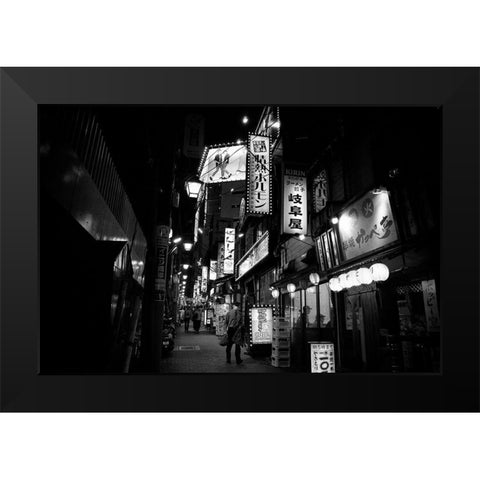 Street Of The World - Tokyo Black Modern Wood Framed Art Print by Takeshi, Tsunoda