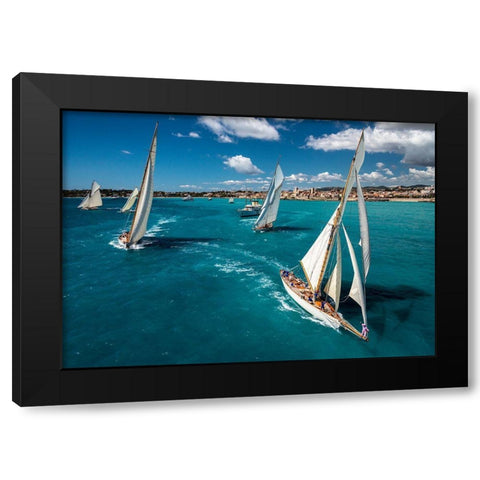 Race Start Black Modern Wood Framed Art Print with Double Matting by Pelissier, Marc