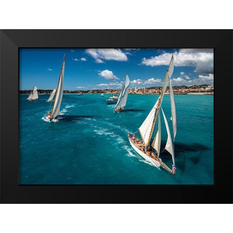 Race Start Black Modern Wood Framed Art Print by Pelissier, Marc