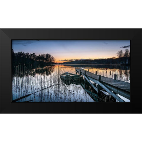 An Evening With Little Heat Black Modern Wood Framed Art Print by Pettersson, Benny