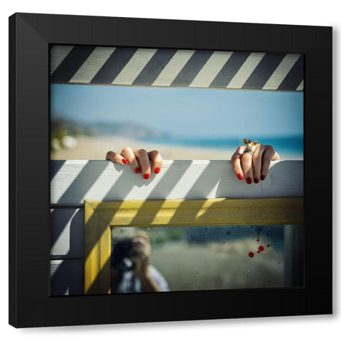 Escape Black Modern Wood Framed Art Print by Ambra