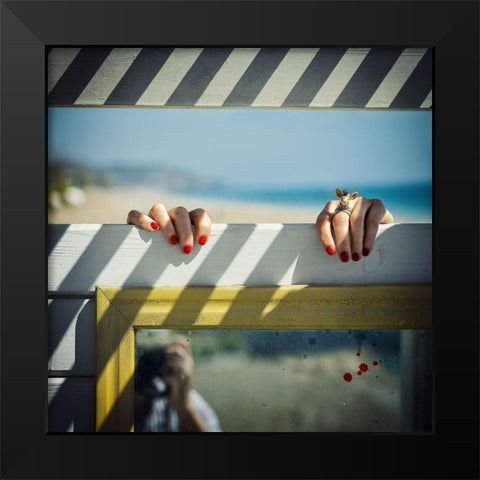 Escape Black Modern Wood Framed Art Print by Ambra