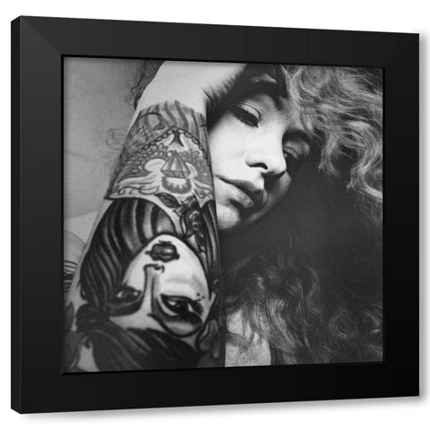 Faces Black Modern Wood Framed Art Print with Double Matting by Mariola